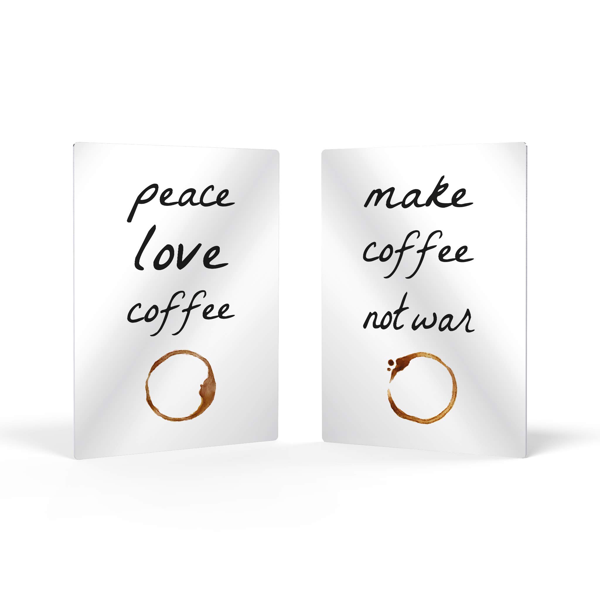 Peace Love Coffee & Make Coffee Not War Metal Print Set - 2 Panel Wall Art for Kitchen, Office & Coffee Shop Decor (30x20 Inches) - Inspirational Farmhouse Sign, Perfect Gift for Coffee Lovers & Home Decor