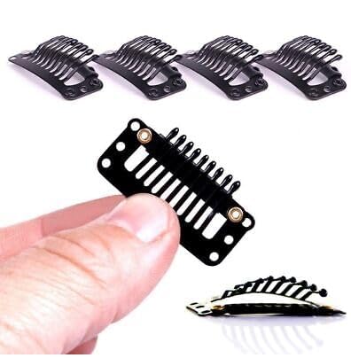 Baal Hair Extension Clips for Women & Men - U-Shape Wig Clips for Hair Patches, Wigs & Wefts | Secure Snap-On Hair Bonding Clips (Black, 12-Pack) | Perfect for Daily Styling, Cosplay & Hair Loss Solutions