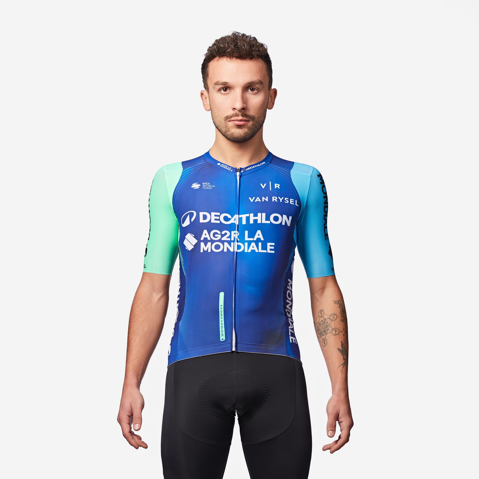 Van Rysel AG2R La Mondiale Team Replica Cycling Jersey - Men's Professional Road Bike Shirt for Training & Racing | Breathable & Lightweight Performance Wear
