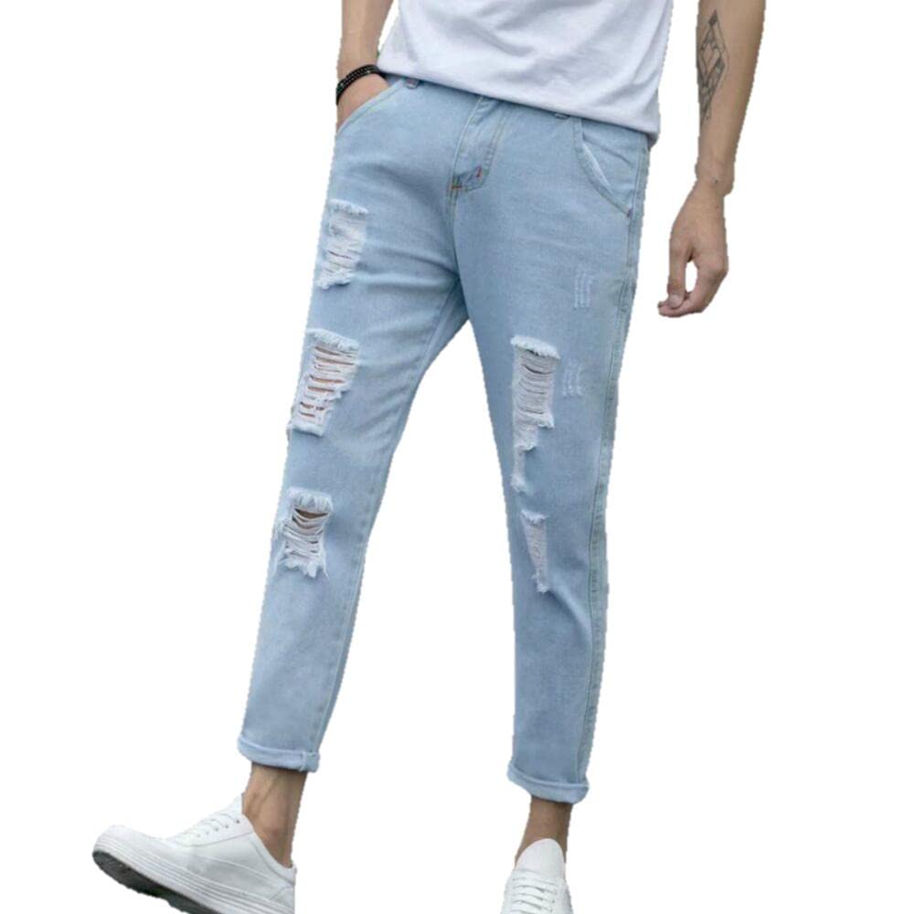 NP Men's Ripped Straight Washed Denim Jeans for Men - Large Size | Comfortable & Stylish Casual Pants for Everyday Wear, Work & Outings