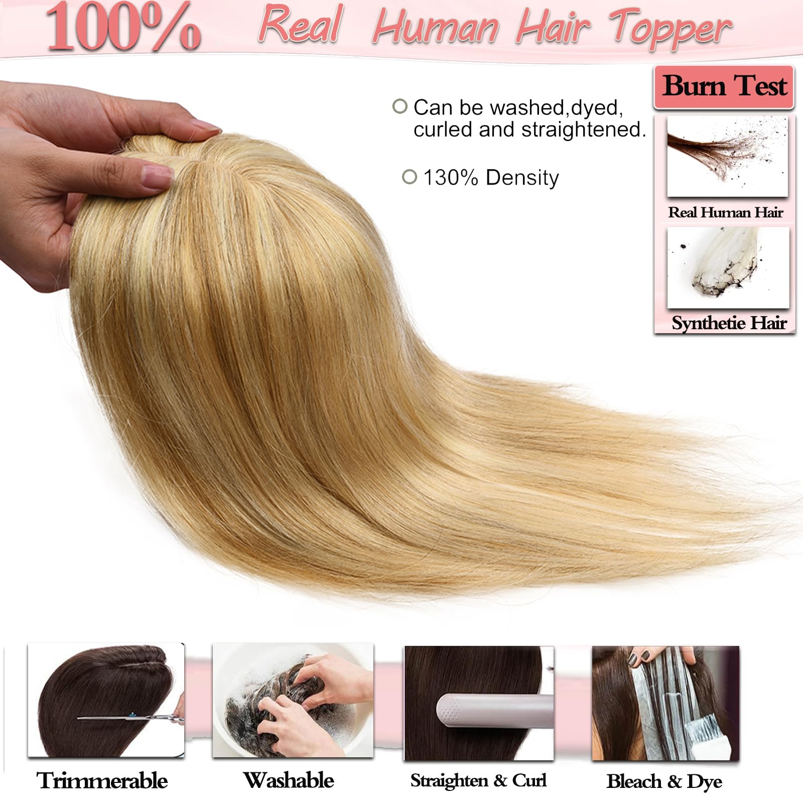 Premium Real Human Hair Toppers for Women - Silk Base Remy Hair Wiglets for Thinning Hair | Clip-in Hair Extensions No Bangs | Perfect for Daily Wear, Special Occasions & Hair Volume Enhancement