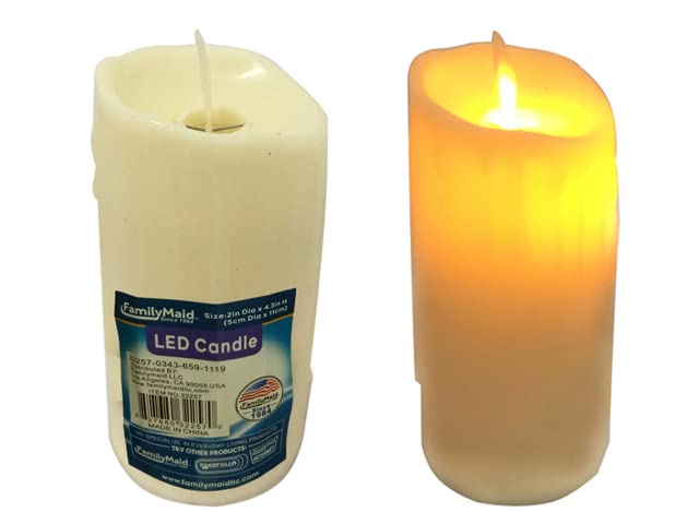 FamilyMaid 32257 5 x 11 cm LED Flameless Flickering Candle - Yellow Battery Operated Pillar Candle for Home Decor, Wedding, Christmas & Romantic Ambiance