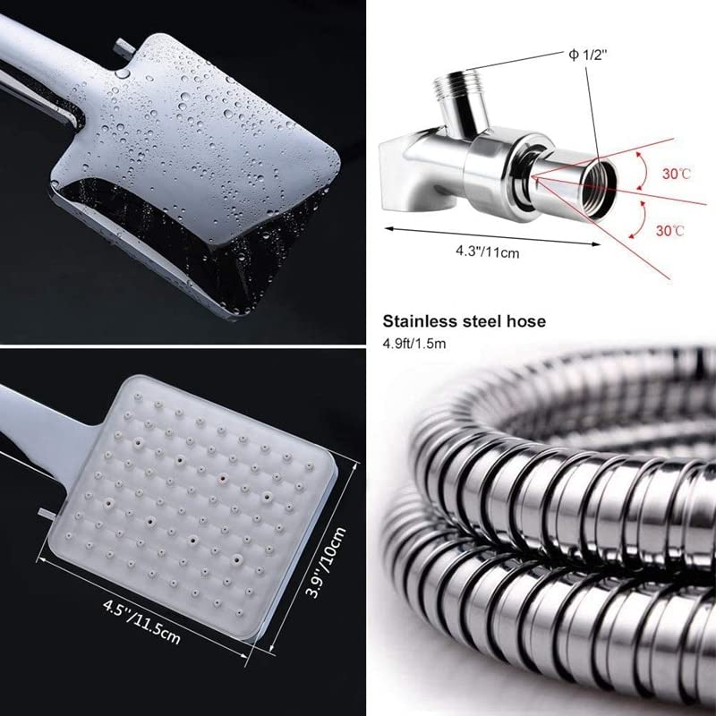 High Pressure Shower Head with 1.5M Stainless Steel Hose - 6 Spray Modes, Water Saving Handheld Shower (Plum Color) for Bathroom, Spa & RV Use