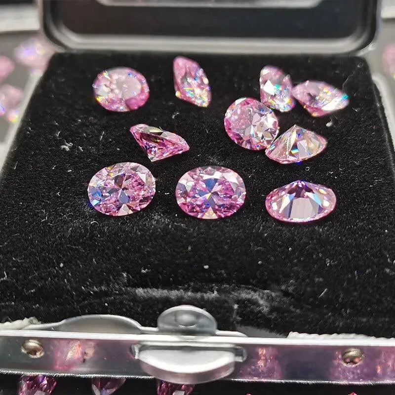 **100% Real Pink Loose Moissanite Gemstone - Lab-Created for Women's Jewelry (Round/Pear/Emerald/Oval Cut) | GRA Certified | Perfect for Engagement Rings, Wedding Bands & Fashion Jewelry**