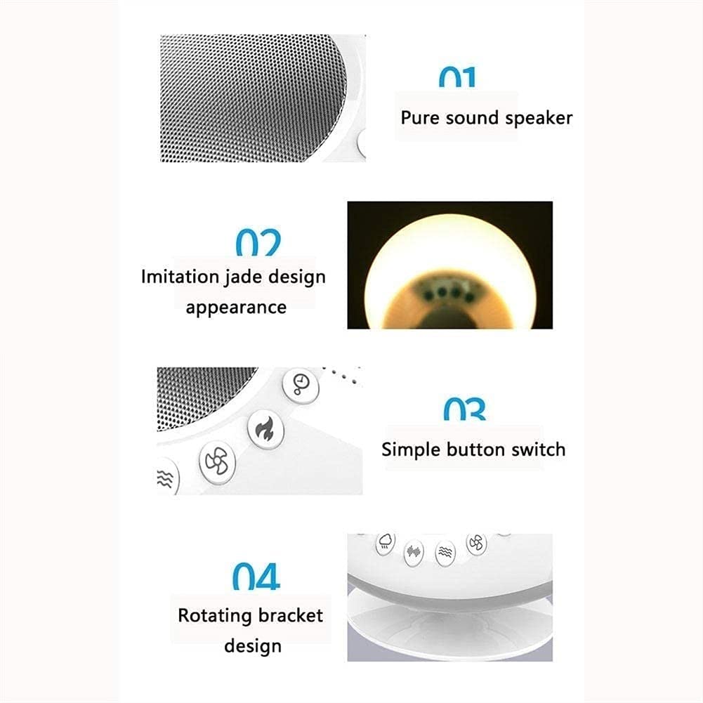 White Noise Machine with Baby Night Light - 9 Soothing Sounds & Timer for Better Sleep | Portable Sound Machine for Babies, Adults & Seniors | Home, Nursery & Travel Use (White)