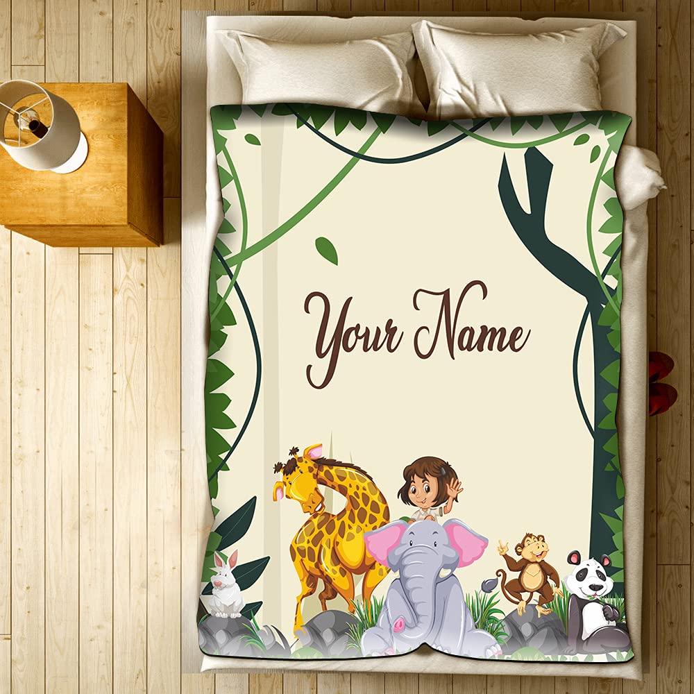 Personalized Safari Baby Blanket - Soft 60