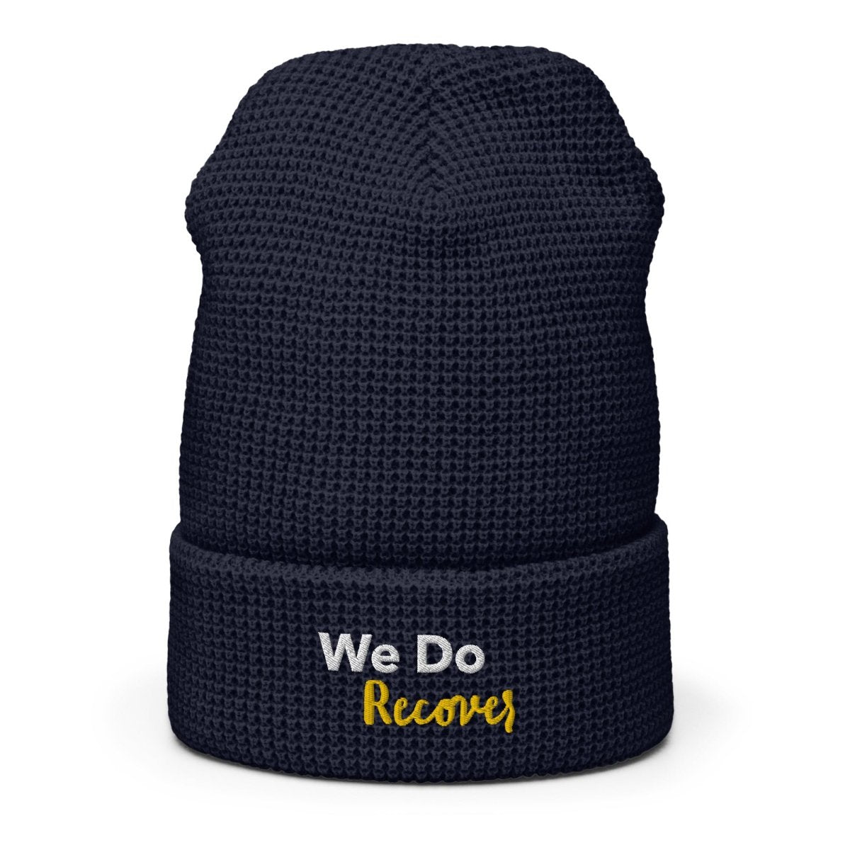 We Do Recover Embroidered Waffle Beanie Hat - Soft Winter Knit Cap for Men & Women - Perfect for Cold Weather, Outdoor Activities and Casual Streetwear
