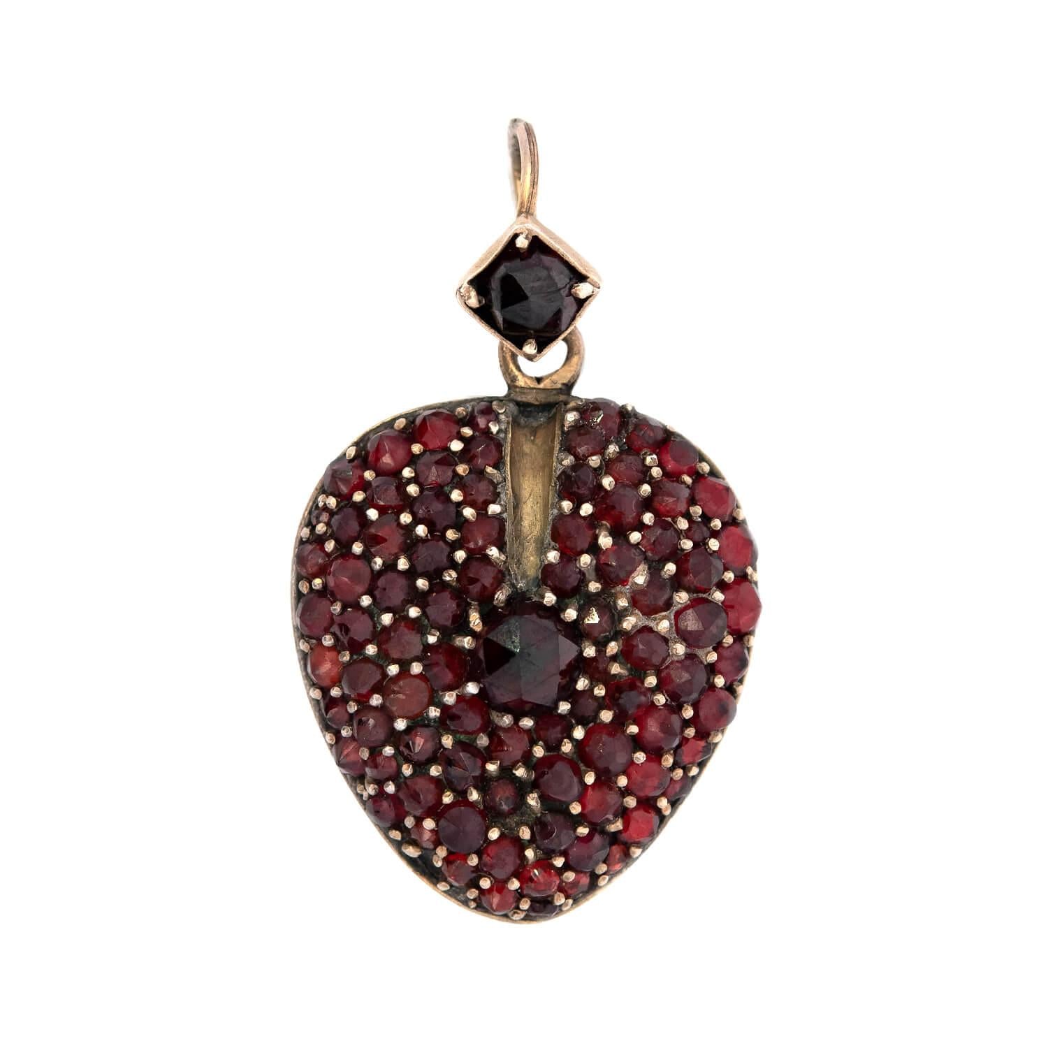 Victorian Gold Filled Garnet Heart Locket Necklace - Antique Style Jewelry Gift for Women, Perfect for Valentine's Day, Anniversary & Special Occasions