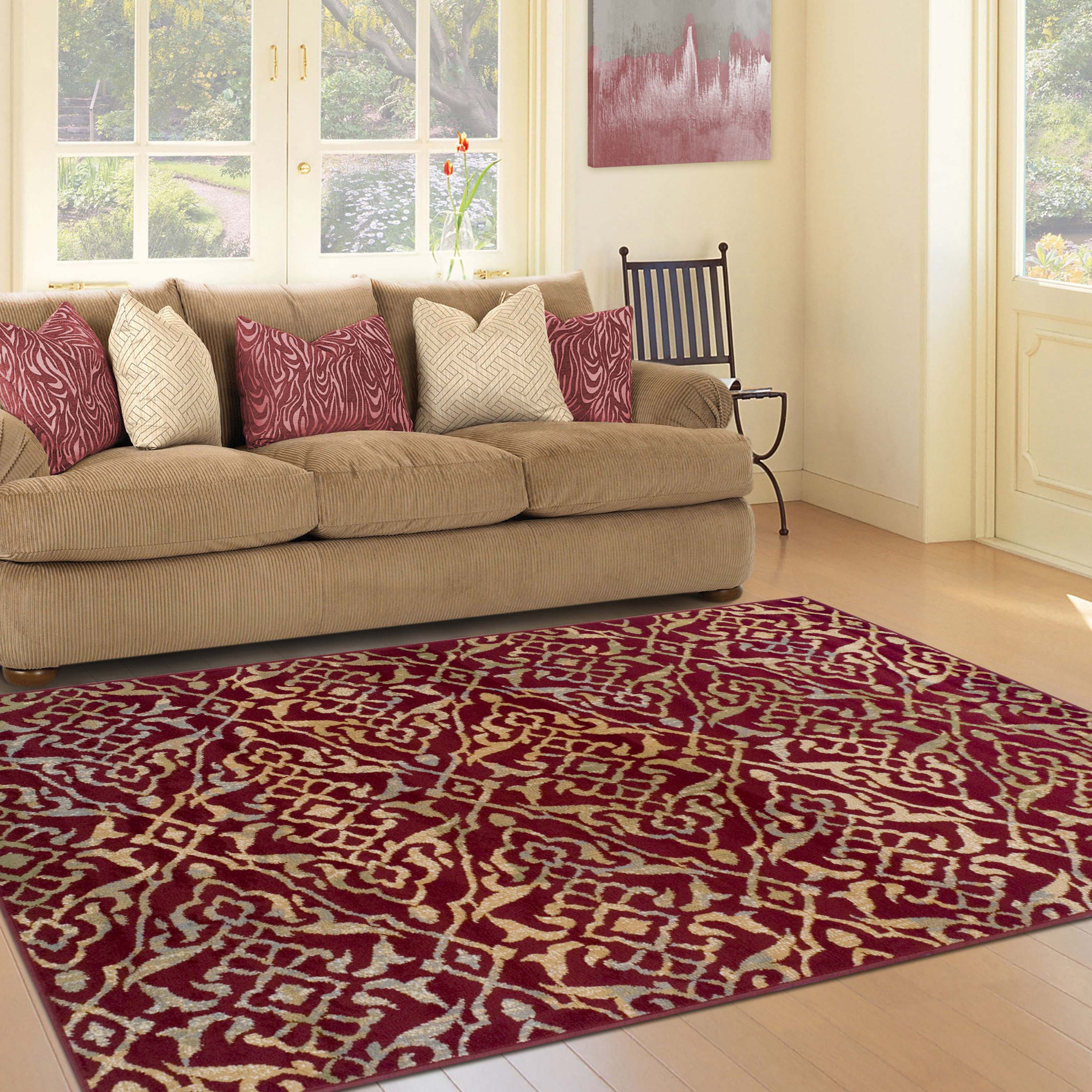 Premium Corbin Damask Traditional Indoor Area Rug - Soft & Durable Non-Slip Living Room Carpet for Home Decor | Perfect for Bedroom, Dining Room & Office