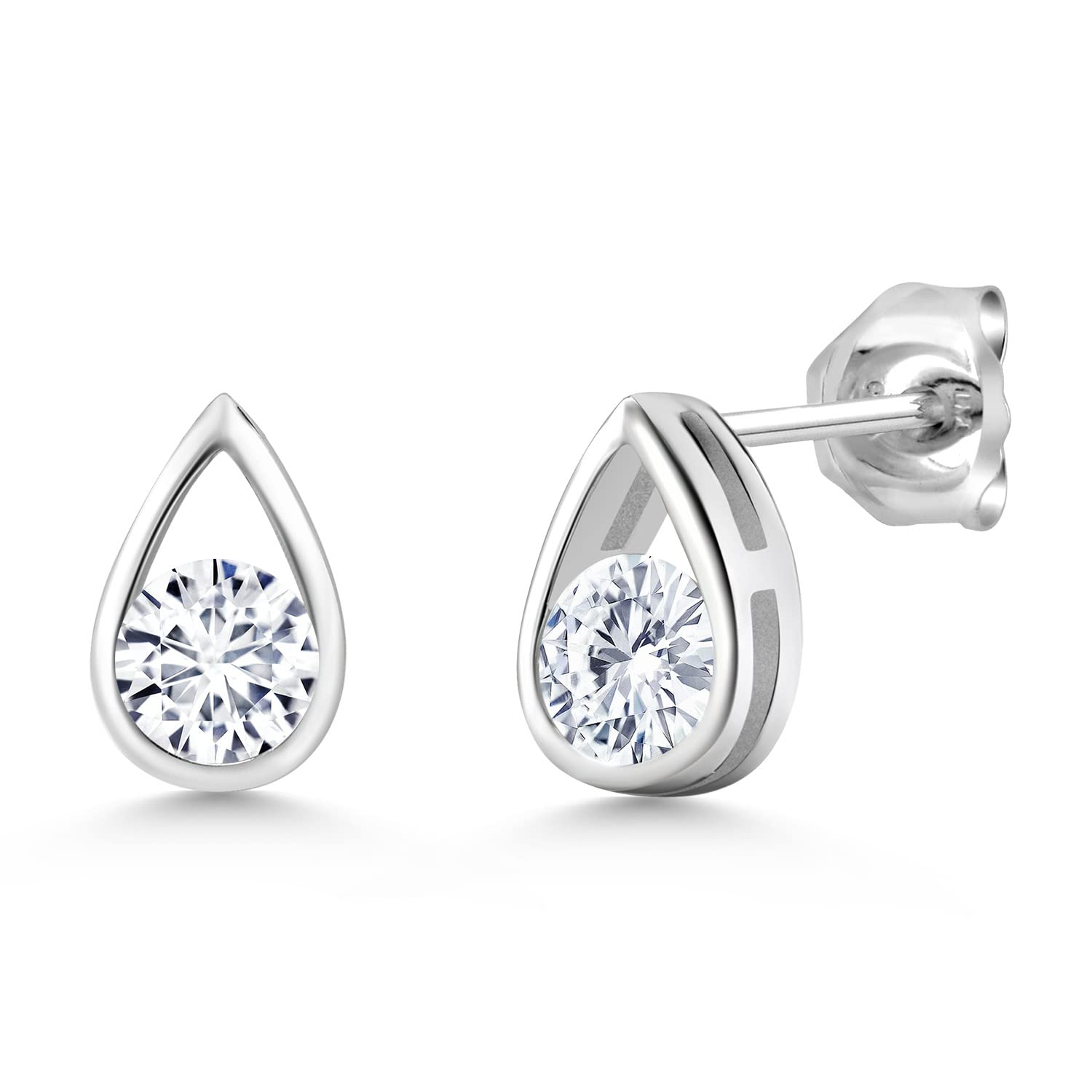 Gem Stone King Teardrop Stud Earrings for Women & Men - 925 Sterling Silver 5MM Round Gemstone Birthstone Jewelry - Perfect Gift for Mom, Wife, Her | Elegant Everyday Wear & Special Occasion Gifts