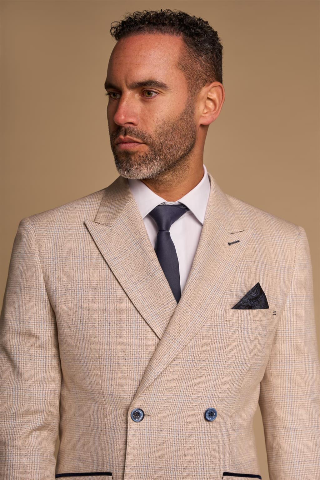 Cavani Caridi Slim Fit Double Breasted Checkered Blazer for Men - Stylish Office Wear & Business Casual Outfit