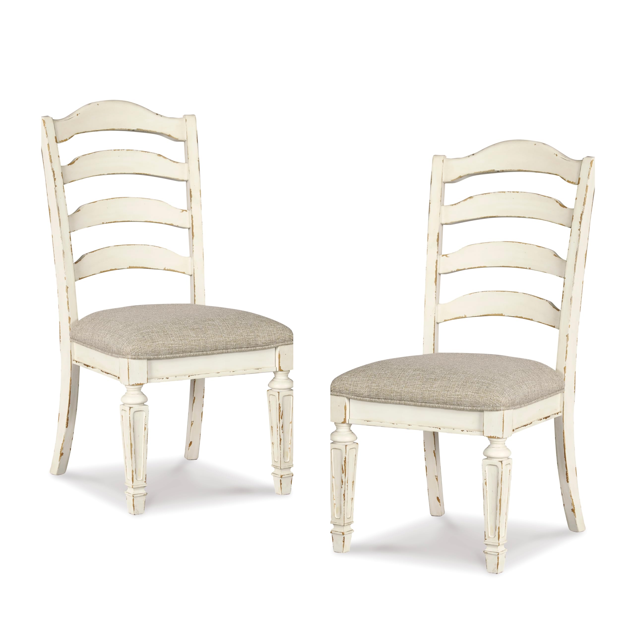 Signature Design by Ashley Realyn Upholstered Dining Chairs, Set of 2 - Antique White | Comfortable & Stylish Seating for Formal Dining Rooms, Kitchens, and Entertaining Spaces
