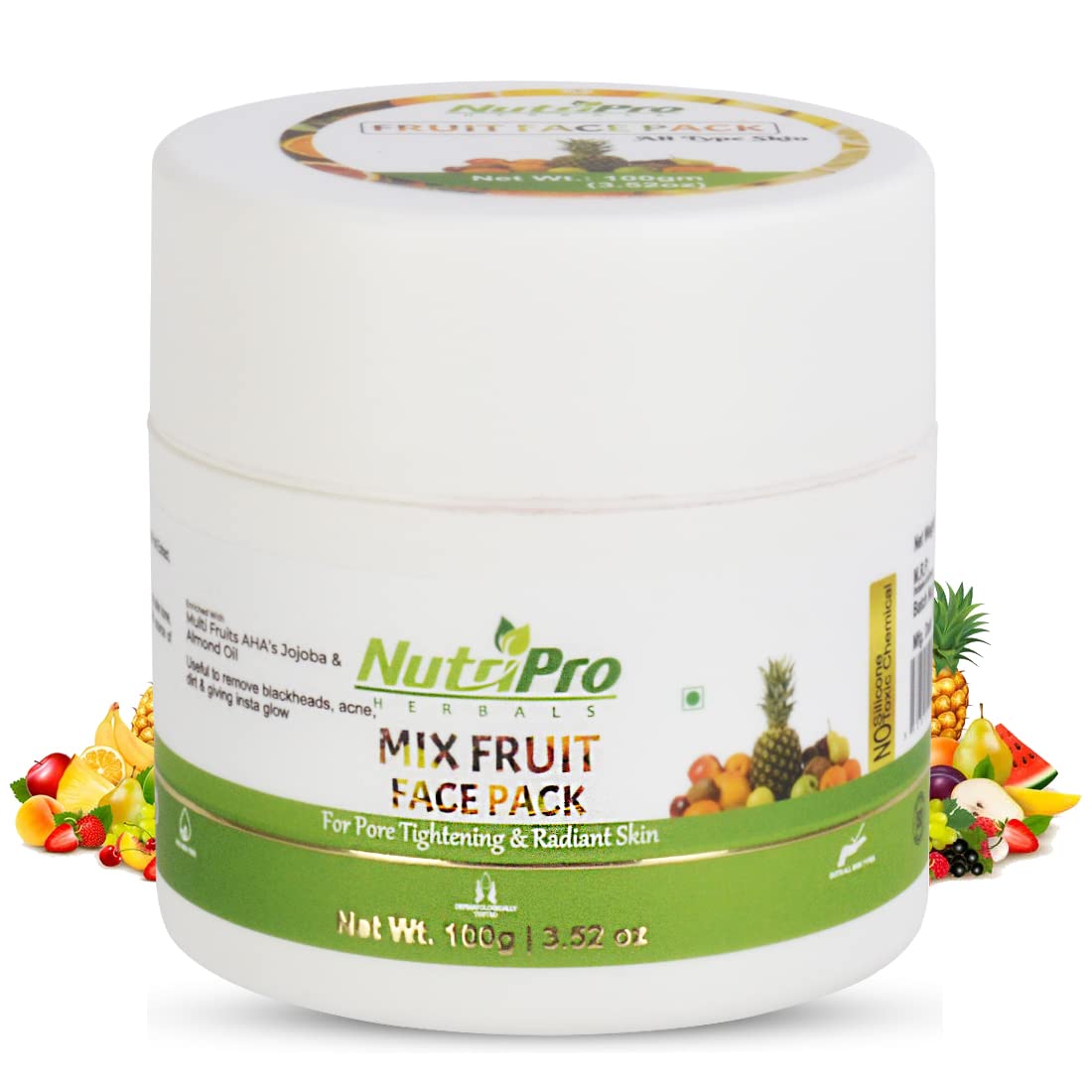 NutriPro Fruit Face Mask for All Skin Types - 100g | Brightens & Glows Skin with Orange & Lemon Extracts | Paraben & Sulfate Free | Daily Skincare & Spa Treatment
