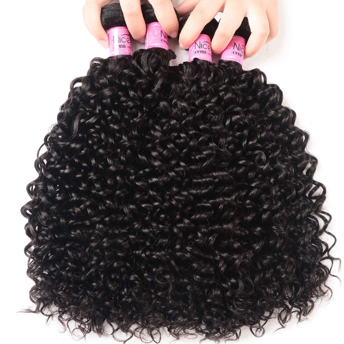 Unice 100% Unprocessed Malaysian Curly Human Hair Extensions - 3 Bundles Remy Weft in Natural Color (22 24 26 Inch) for Length & Volume - Perfect for Daily Wear, Special Occasions & Styling