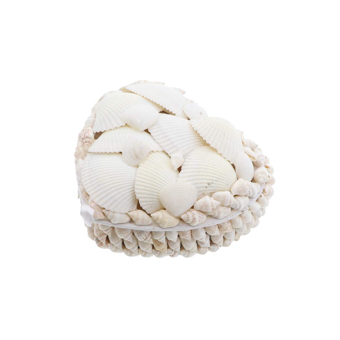 Li'Shay White Seashell Jewelry Box - 4 Inch Heart-Shaped Trinket Treasure Box for Rings, Necklaces & Keepsakes - Perfect for Beach Weddings, Home Decor & Gift Giving