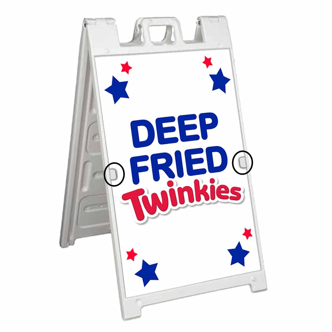 Deep Fried Twinkies 24x36 Inch Deluxe A-Frame Sidewalk Sign with 2 Removable Panels & Stand - Perfect for Restaurants, Diners, and Food Truck Advertising