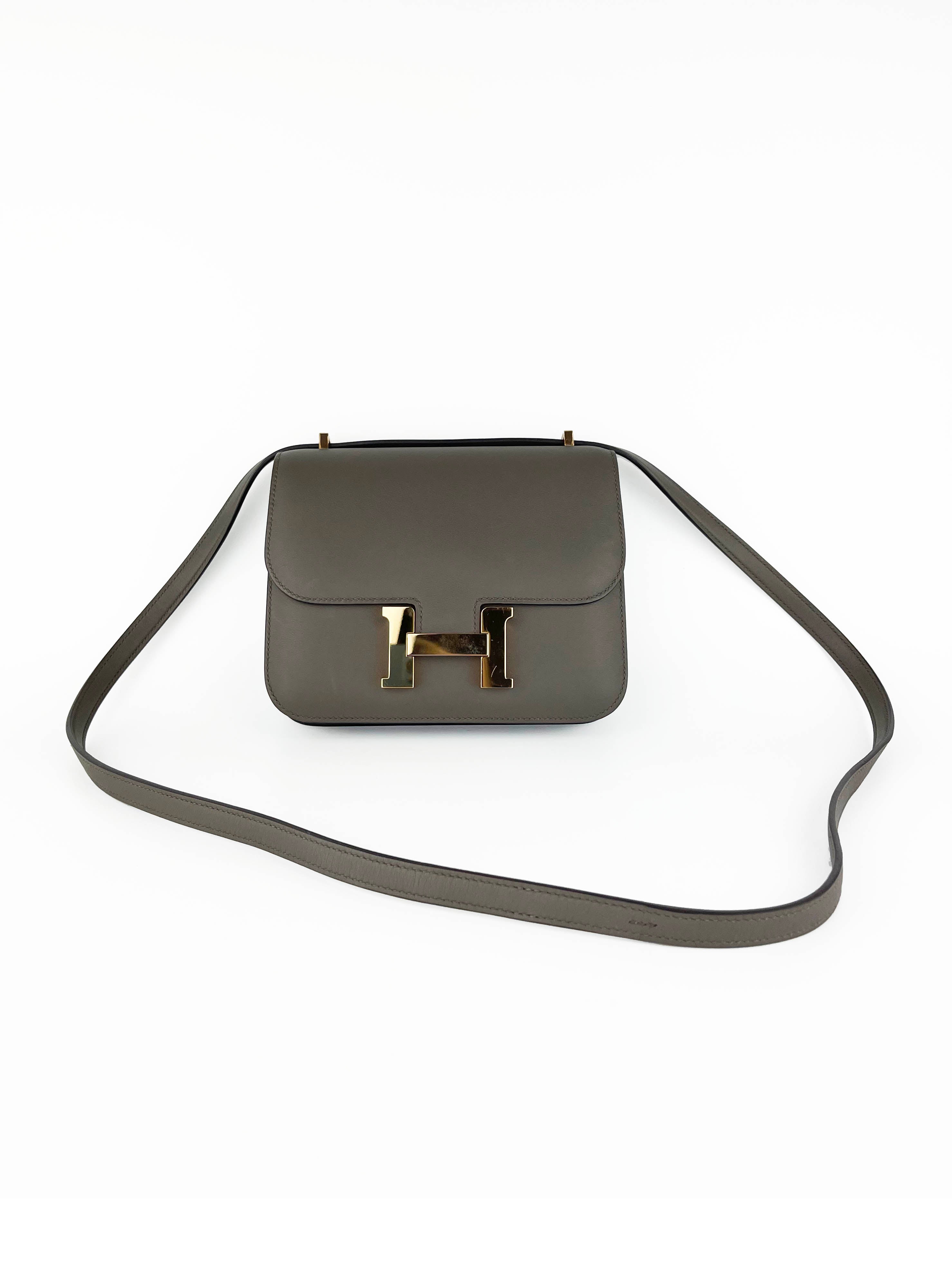 Hermes Gris Etain 8F Constance Mini Bag - Luxury Crossbody Bag for Women | Perfect for Date Night, Parties & Special Occasions