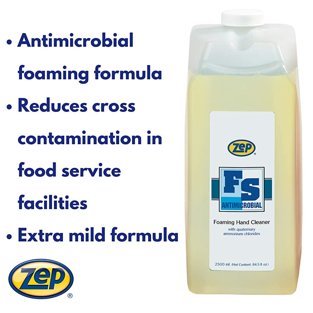 Zep Foaming FS Antimicrobial Hand Cleaner 2500ML (Case of 4) - Kills 99.9% Germs | Ideal for Hospitals, Restaurants & Food Service Industry