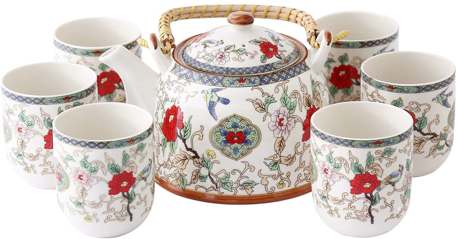 Premium Hand-Painted Floral Bird Jingdezhen Ceramic Coffee Cup - Elegant Chinese Tea Set for Home & Office Use - Perfect Gift for Tea Lovers