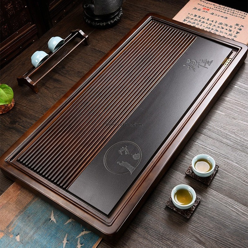 Premium Zen Gongfu Bamboo Tea Tray - Handcrafted Chinese Tea Ceremony Set for Matcha, Oolong & Herbal Tea - Perfect for Meditation, Home Decor & Tea Lovers