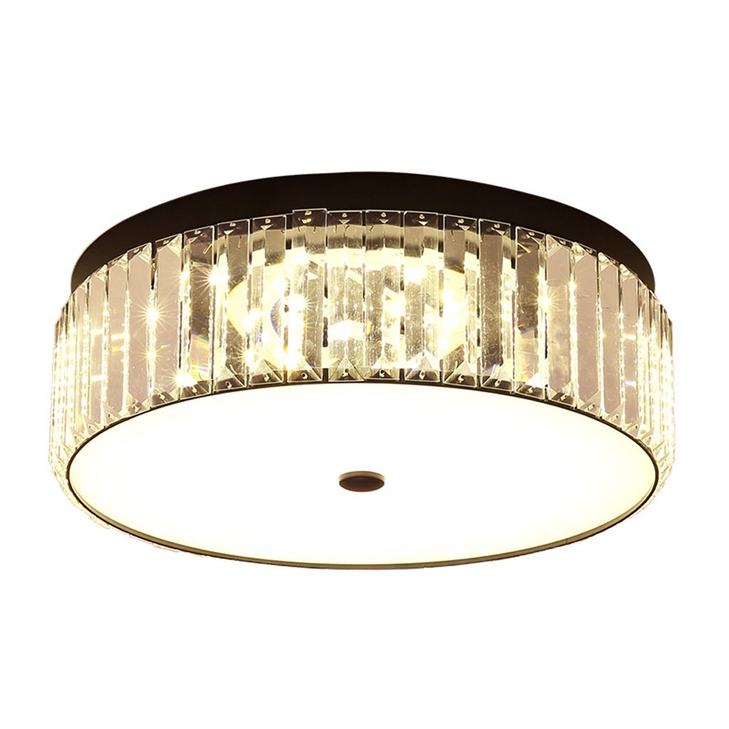 WQWY American Country Style Ceiling Lamp - Simple Crystal LED Light Fixture with 3-Color Dimmable Lighting for Bedroom & Study Room (Medium Size) | Perfect for Home Decor & Cozy Ambience