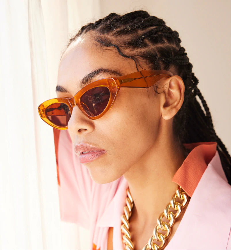 Cosmos Keeper Acetate Sunglasses for Men & Women - Burnt Orange Frame with Smokey Brown UV Protection Lenses - Fashionable Outdoor, Driving, Beach & Vacation Accessories