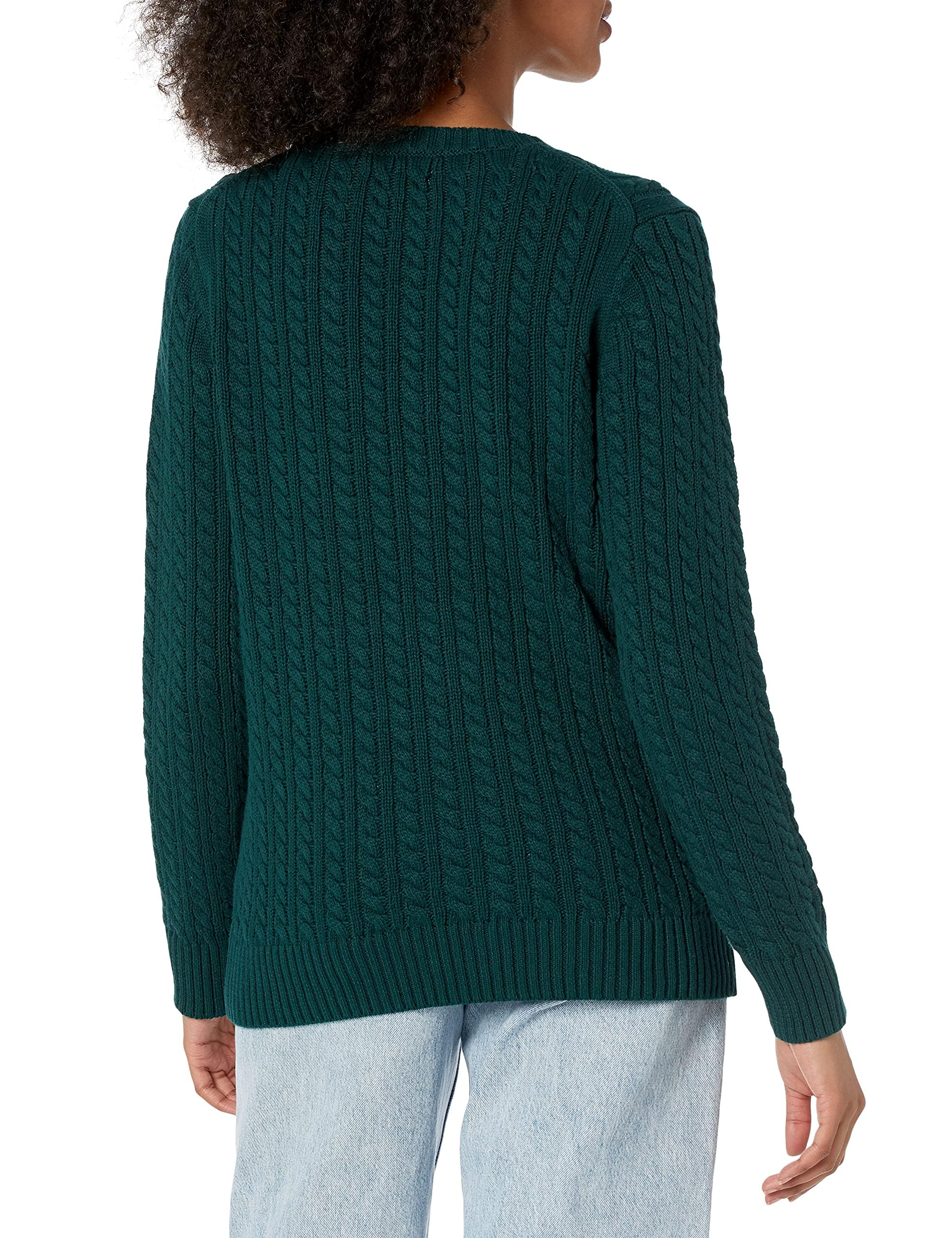 Amazon Essentials Women's Fisherman Cable Knit Crewneck Sweater - Cozy Casual Pullover for Fall & Winter Outfits