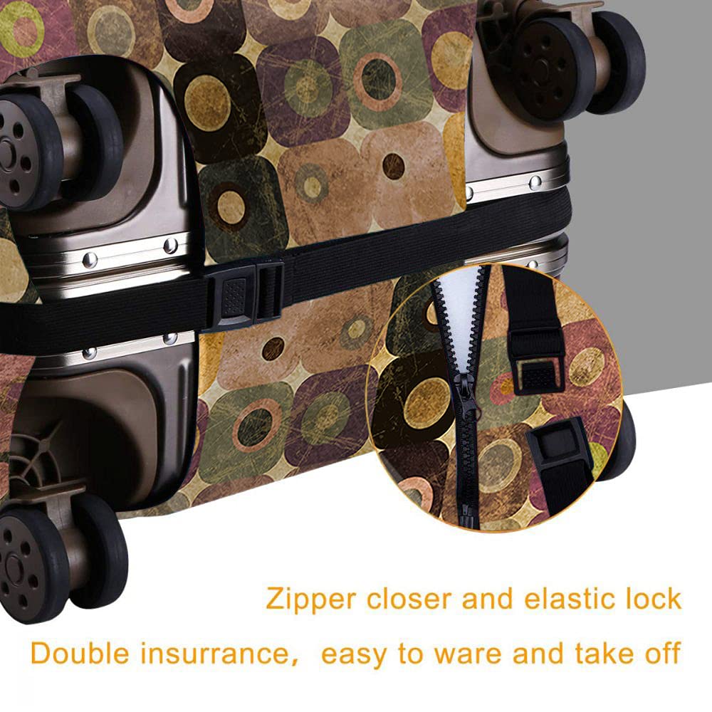 WONDERTIFY Abstract Grungy Purple & Green Washable Elastic Luggage Cover - Fits 18-21 Inch Suitcases with Concealed Zipper | Travel Suitcase Protector for Airplane, Cruise & Business Trips