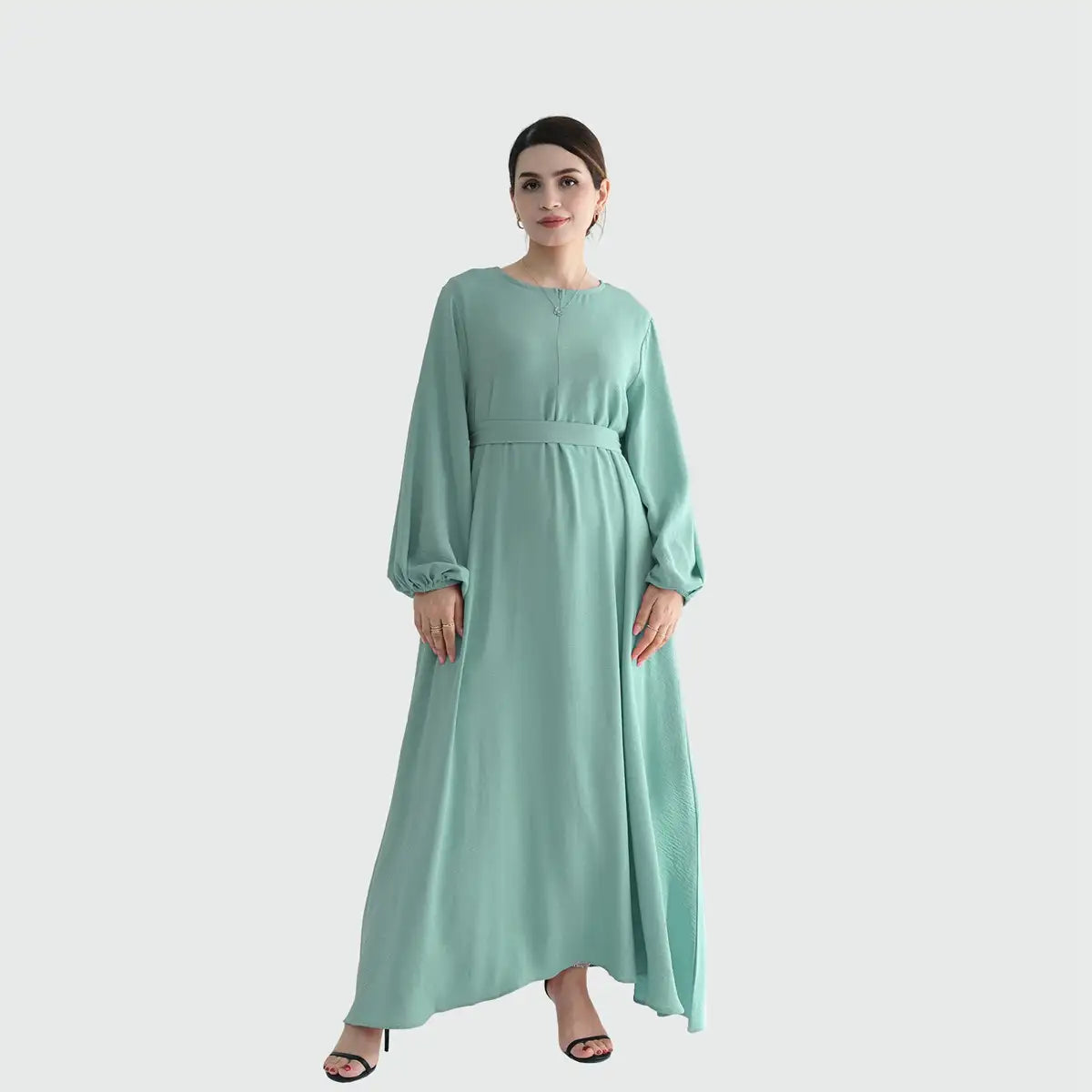 Elegant Muslim Women's Cuff Sleeve Abaya Dress - Modest Islamic Prayer Dress for Daily Wear & Special Occasions