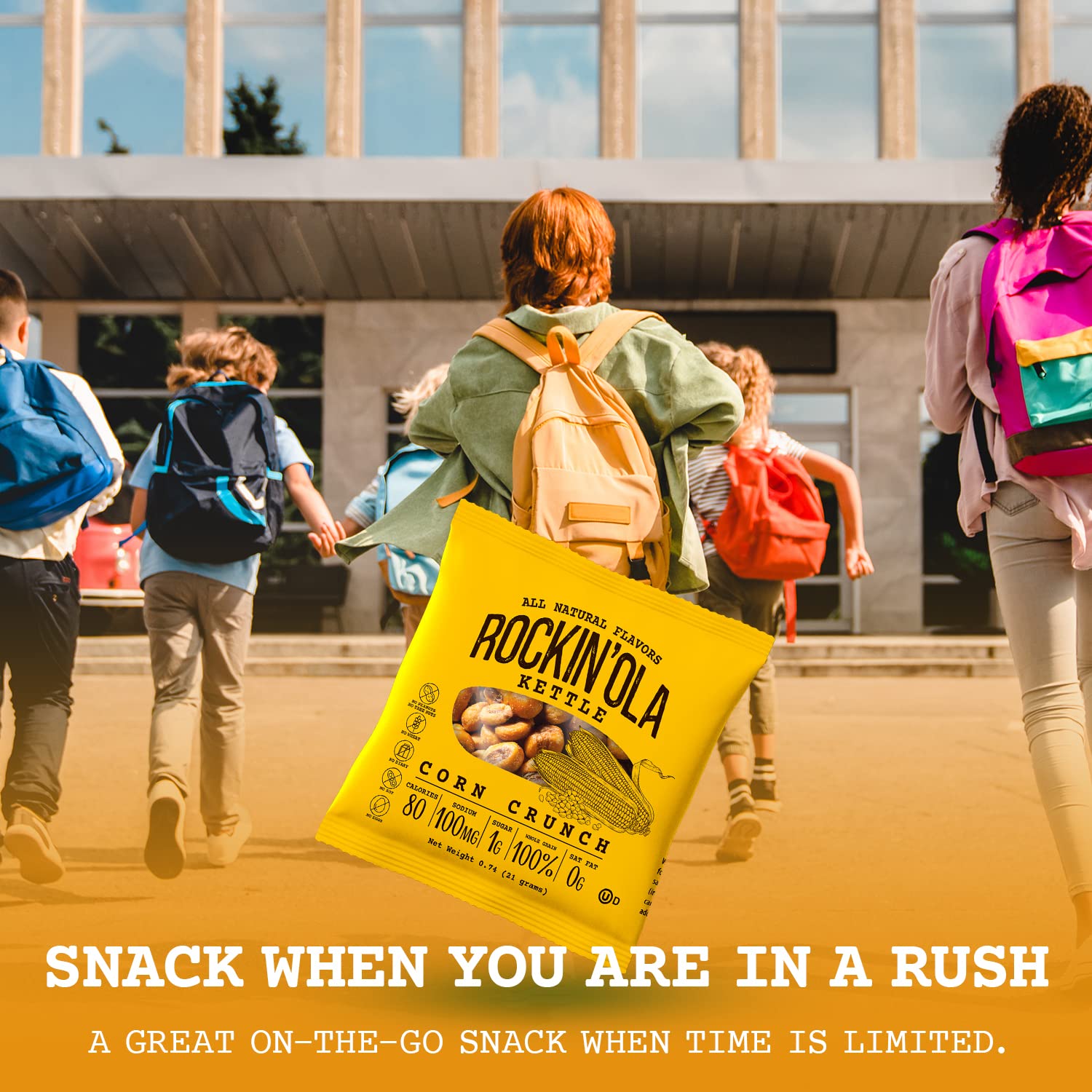 Rockin'Ola Crunchy Corn Snacks - Buffalo Ranch (25 Pack) | All Natural, On-the-Go School Snacks