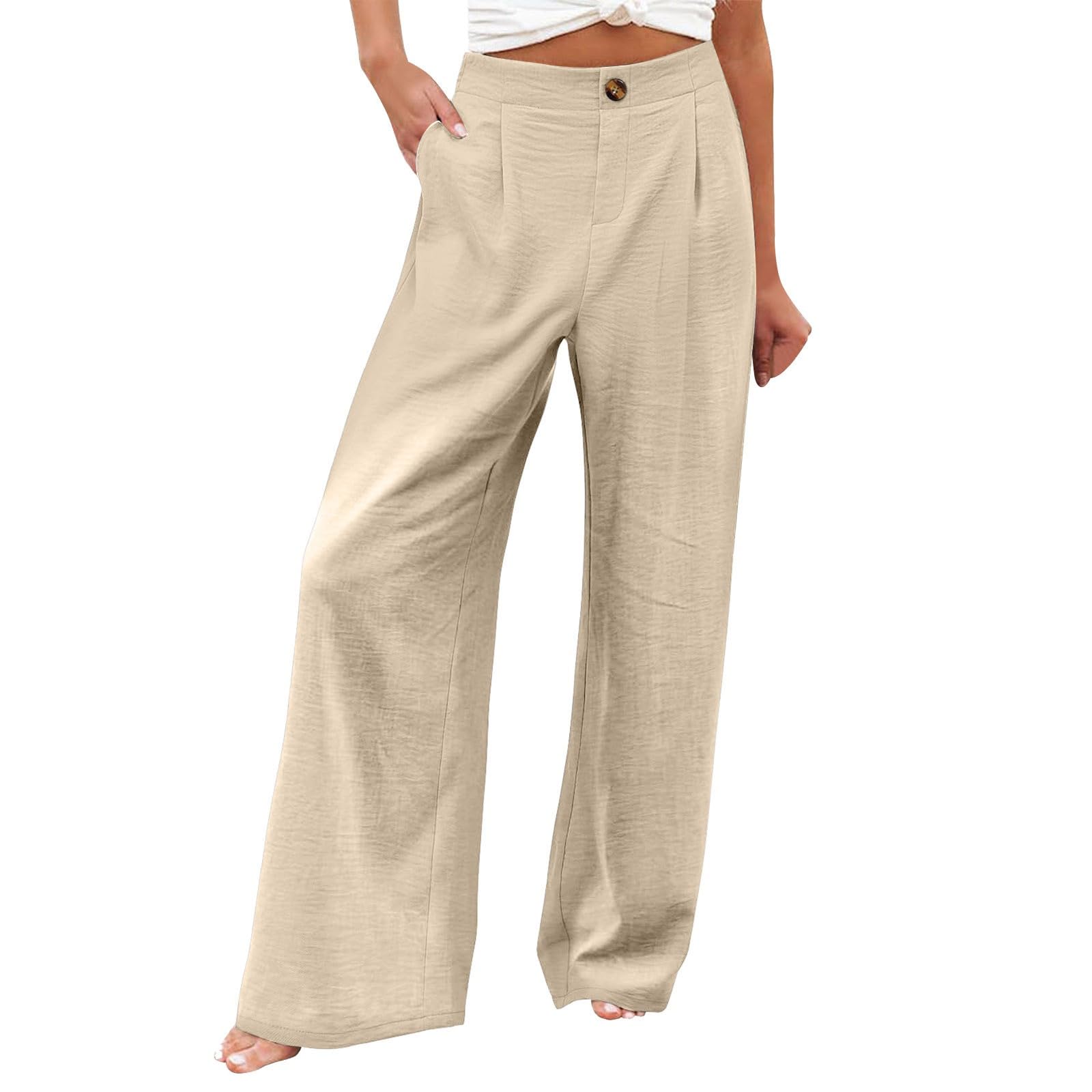 **Women's High Waist Wide Leg Palazzo Pants - Loose Fit Boho Casual Trousers with Pockets for Summer & Work | Perfect for Office, Travel & Everyday Wear**