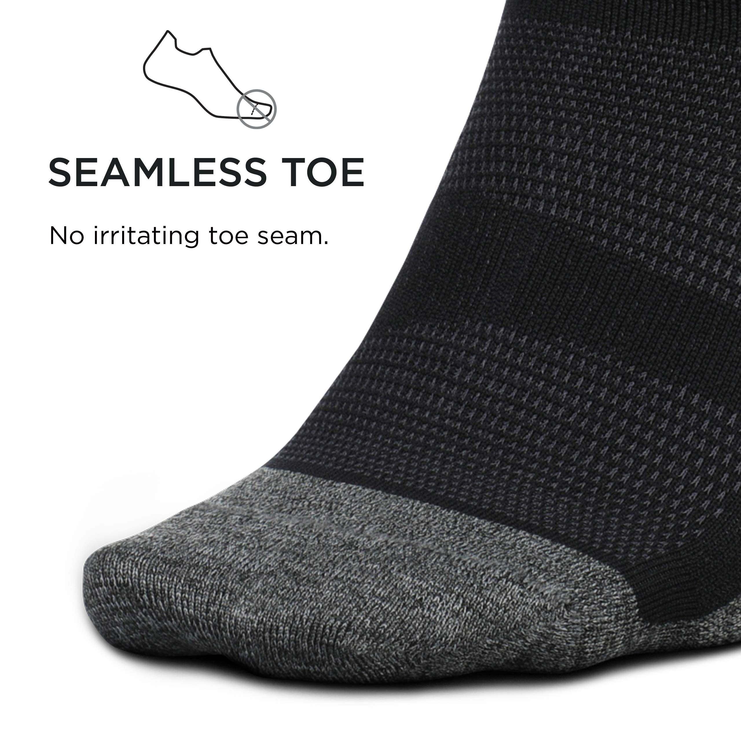 Feetures Elite Ultra Light Cushion Ankle Socks - Breathable Athletic Socks with Targeted Compression for Running, Hiking & Workouts - Black, XL (6-Pack) - Perfect for Sports, Gym & Everyday Comfort
