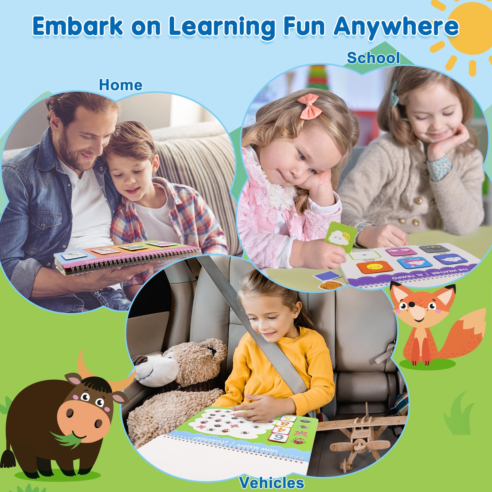Ayyomo Bilingual Spanish & English Busy Book for Toddlers - Interactive Preschool Learning Activities for 3-5 Year Olds | Easter Basket Stuffers, Birthday Gifts | Perfect for Early Education & Travel Entertainment