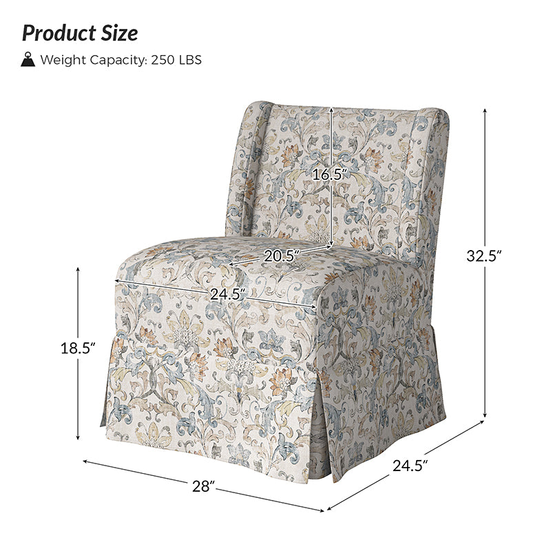 Ellmar Slipper Chair with Washable Slipcover & Solid Wood Legs - Comfortable Accent Chair for Living Room, Bedroom or Office - Perfect Reading Chair & Lounge Seat for Small Spaces