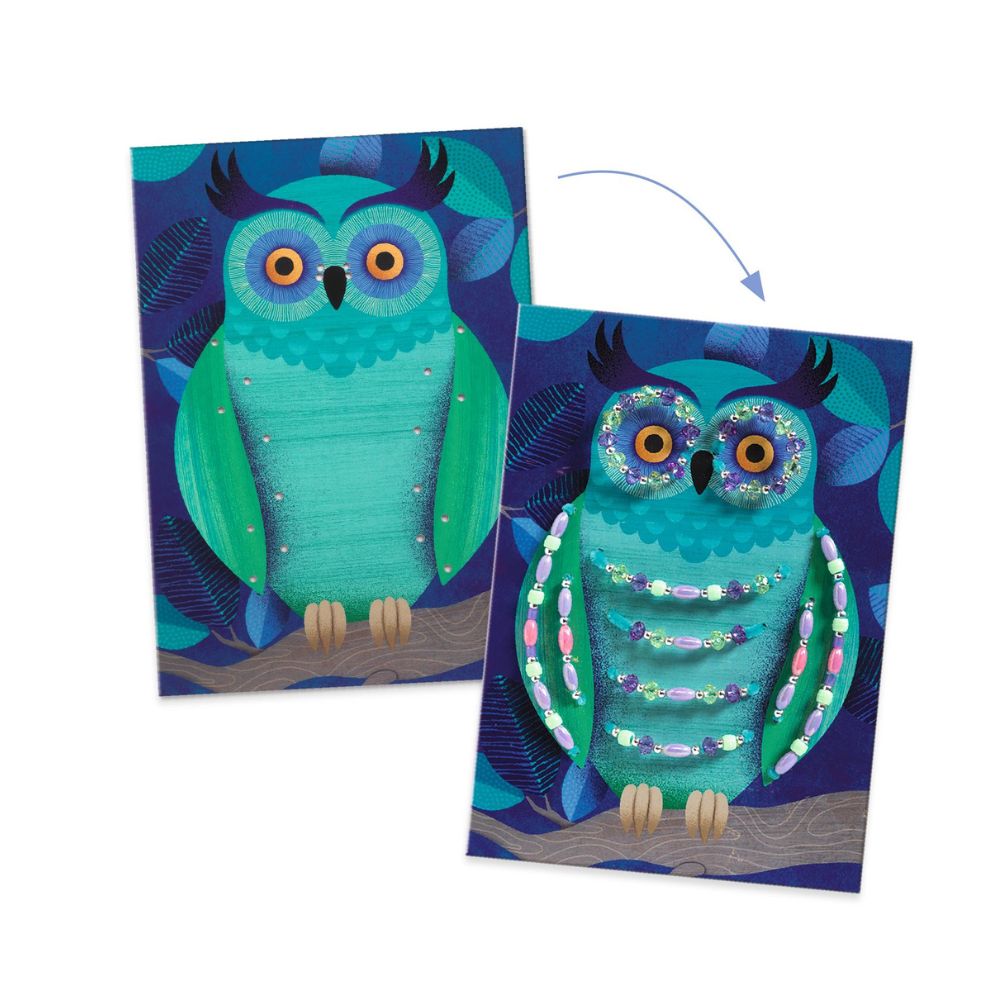 Djeco Threading Beads and Pipe Cleaners Craft Kit - Light Up The Night Glow in The Dark Activity for Kids - Perfect for Bedtime Play & Sensory Development