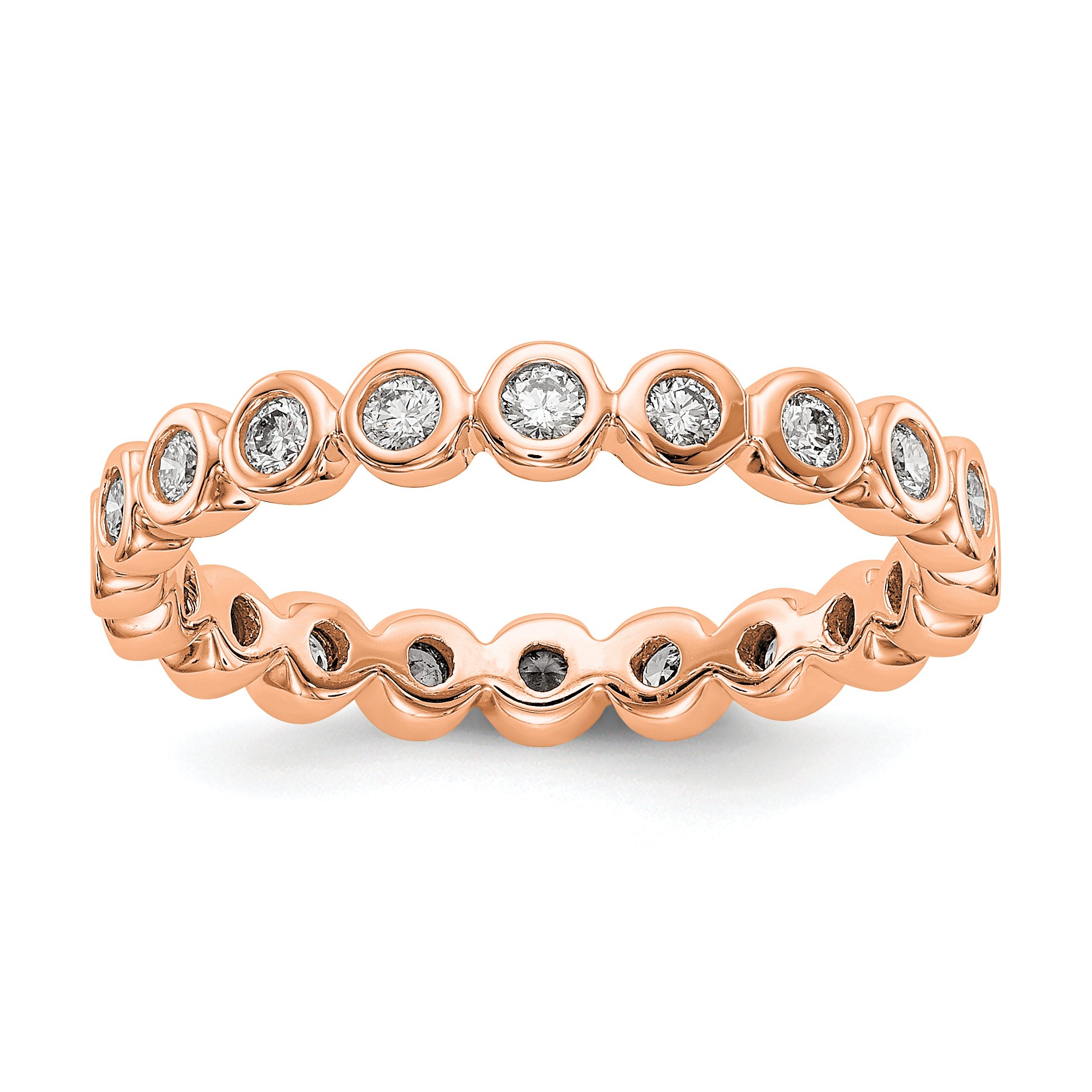 KIOKORI Diamond Eternity Band Ring - 14K Rose Gold Bezel Set 1/2 Carat (Sizes 4-9) | Wedding, Anniversary & Engagement Jewelry Gift for Women by Roy Rose Jewelry