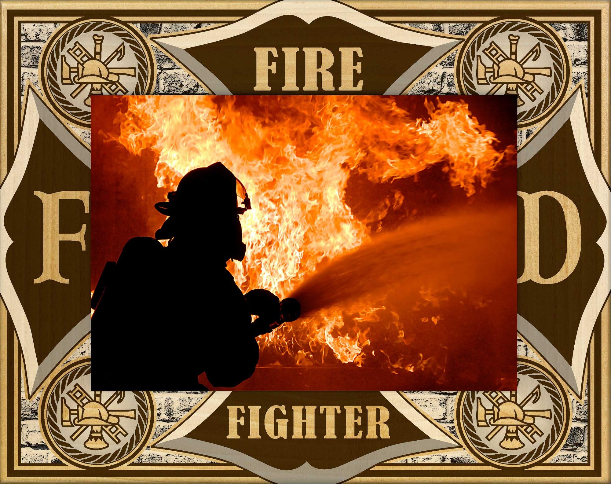 Firefighter Laser Engraved Wood Picture Frame - 8x10 Inch - Personalized Gift for Firefighters - Perfect for Home, Office Decor & Appreciation Gifts