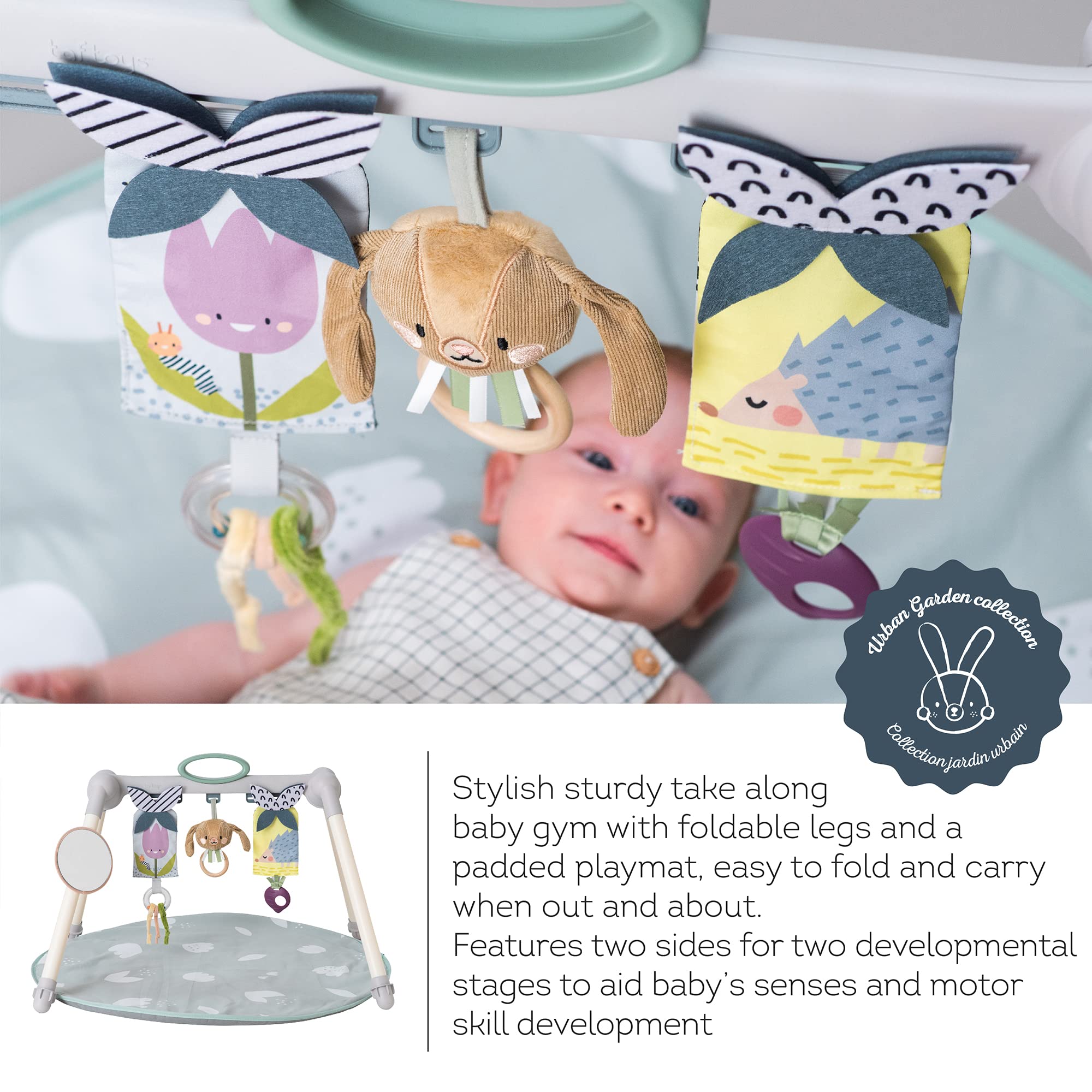 Taf Toys Urban Garden Foldable Baby Activity Gym - Soft Playmat with Hanging Toys for Newborns & Infants | Perfect for Tummy Time, Sensory Play & Early Development