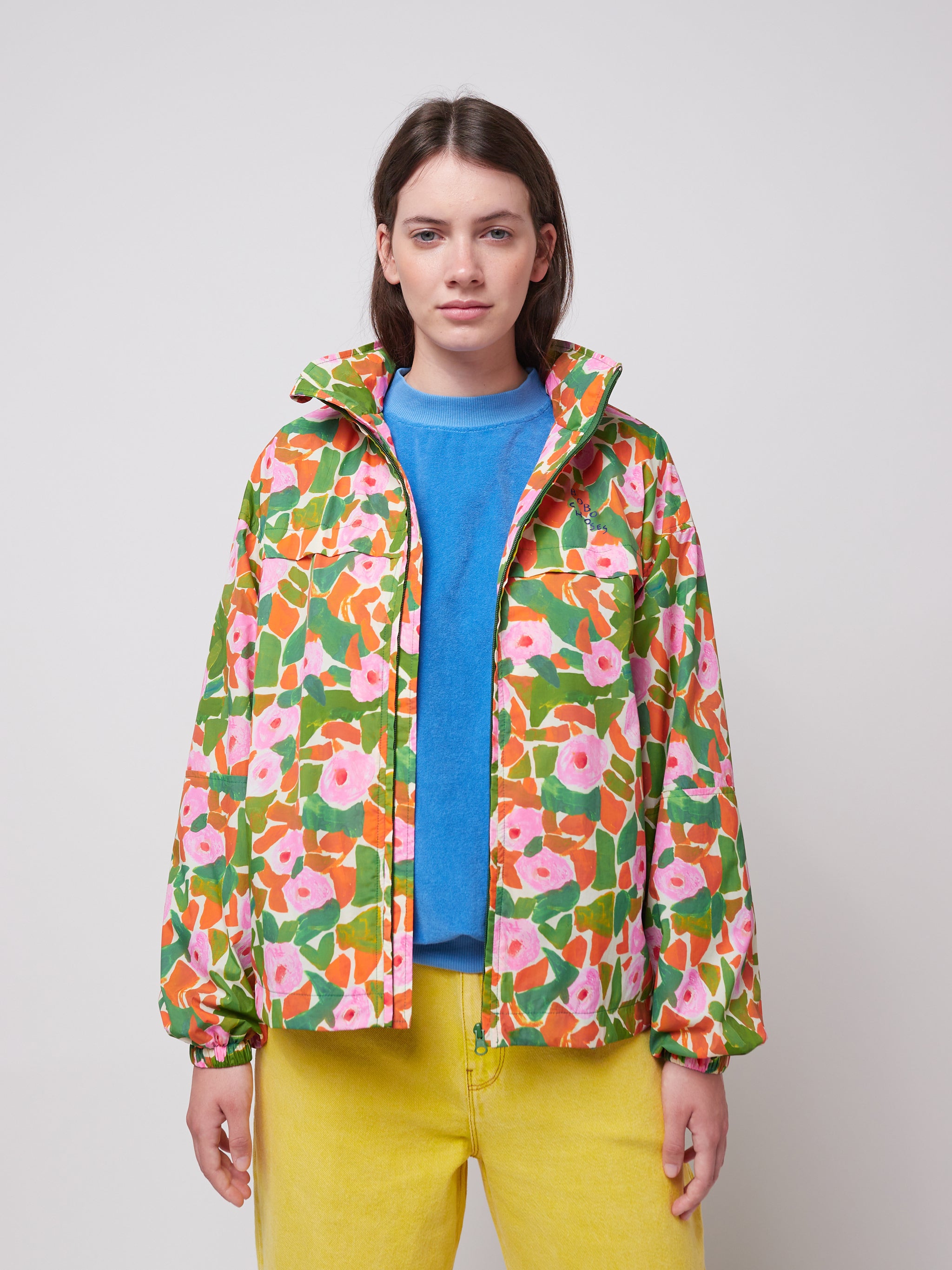 Bobo Choses Floral Print Windstopper Jacket for Kids - Lightweight Water-Resistant Outdoor Windbreaker for Spring & Fall - Perfect for Park Playdates, School Runs, and Family Adventures