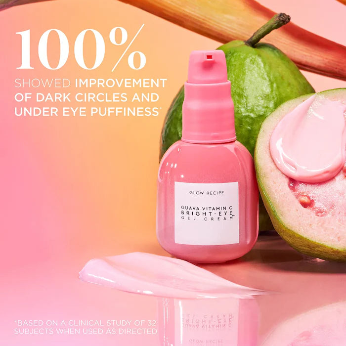 Guava Vitamin C Brightening Eye Gel Cream - Dark Circle Treatment & Under Eye Puffiness Relief | Glow Recipe | Hydrating Eye Care for Morning & Night Routine