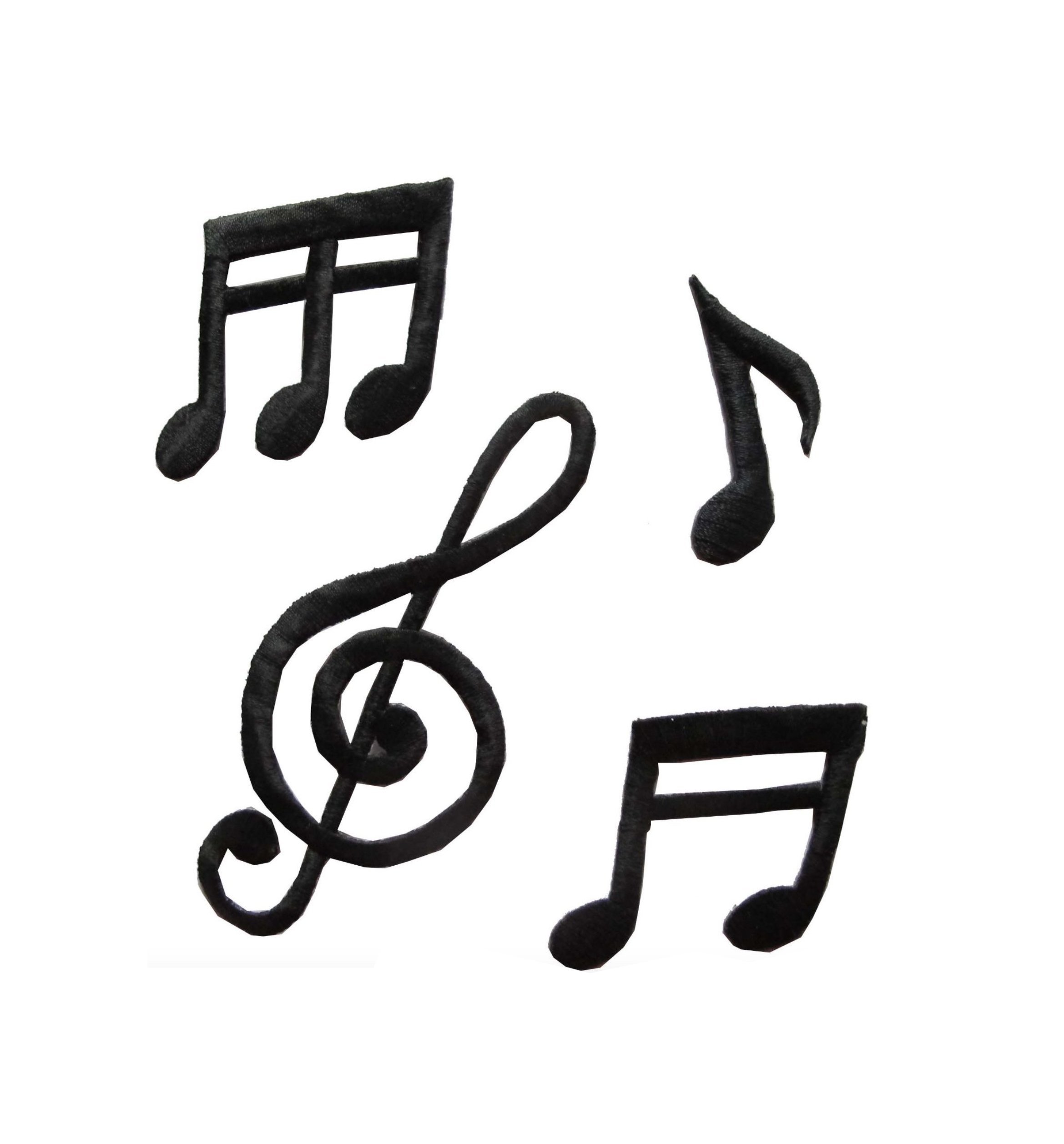ETDesign Black Iron On Embroidered Applique Patch - Dancing Music Notes for DIY Clothing, Hats, Bags - Perfect for Costumes, Band Uniforms & Fashion Upcycling