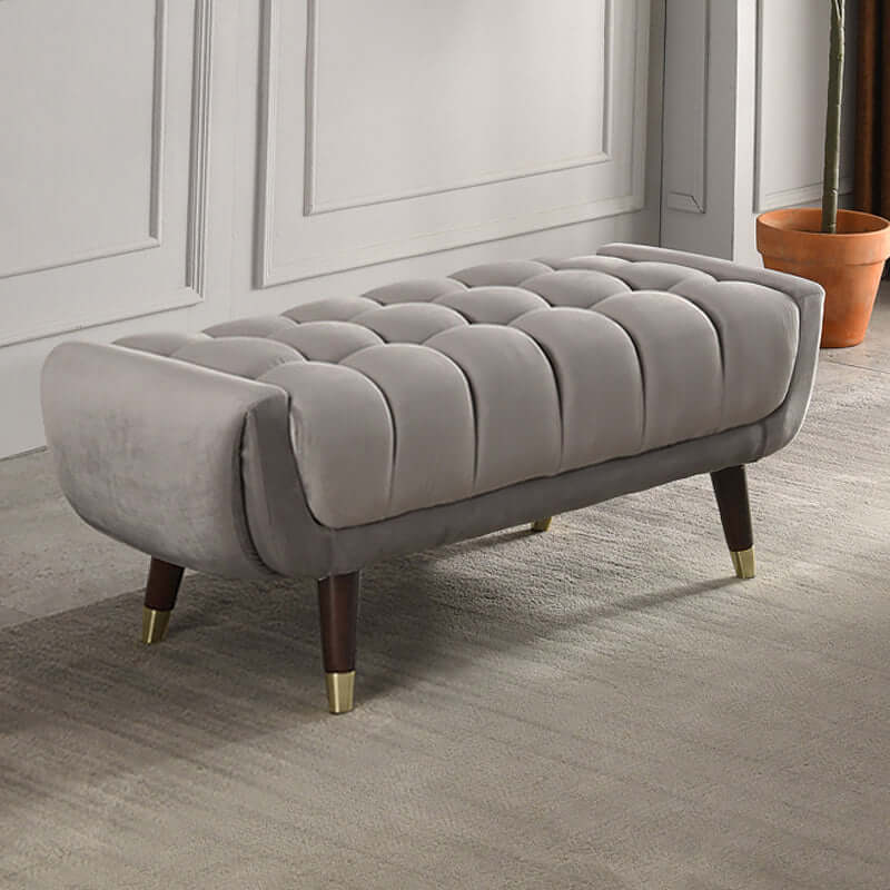 Modern Pink Velvet Upholstered Entryway Bench & Ottoman - Perfect for Bedroom End of Bed, Hallway Seating, and Living Room Decor