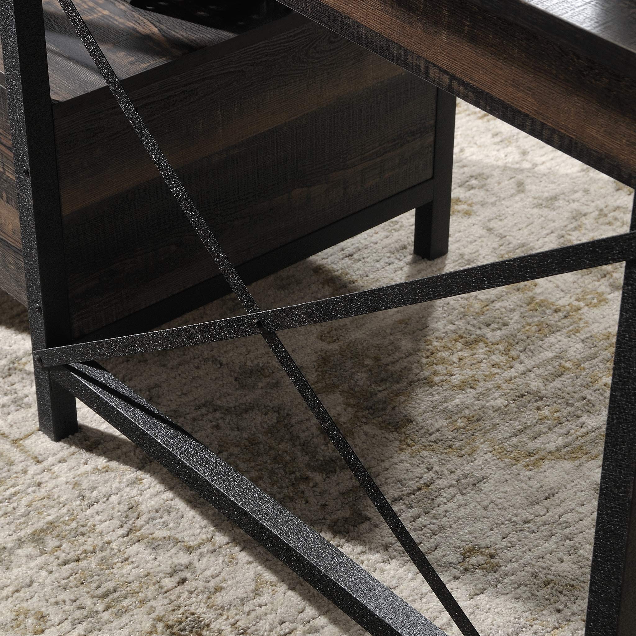 Sauder Steel River Industrial Office Desk with 2 Drawers & Open Shelf - Carbon Oak Finish - Perfect for Home Office & Workspace Organization