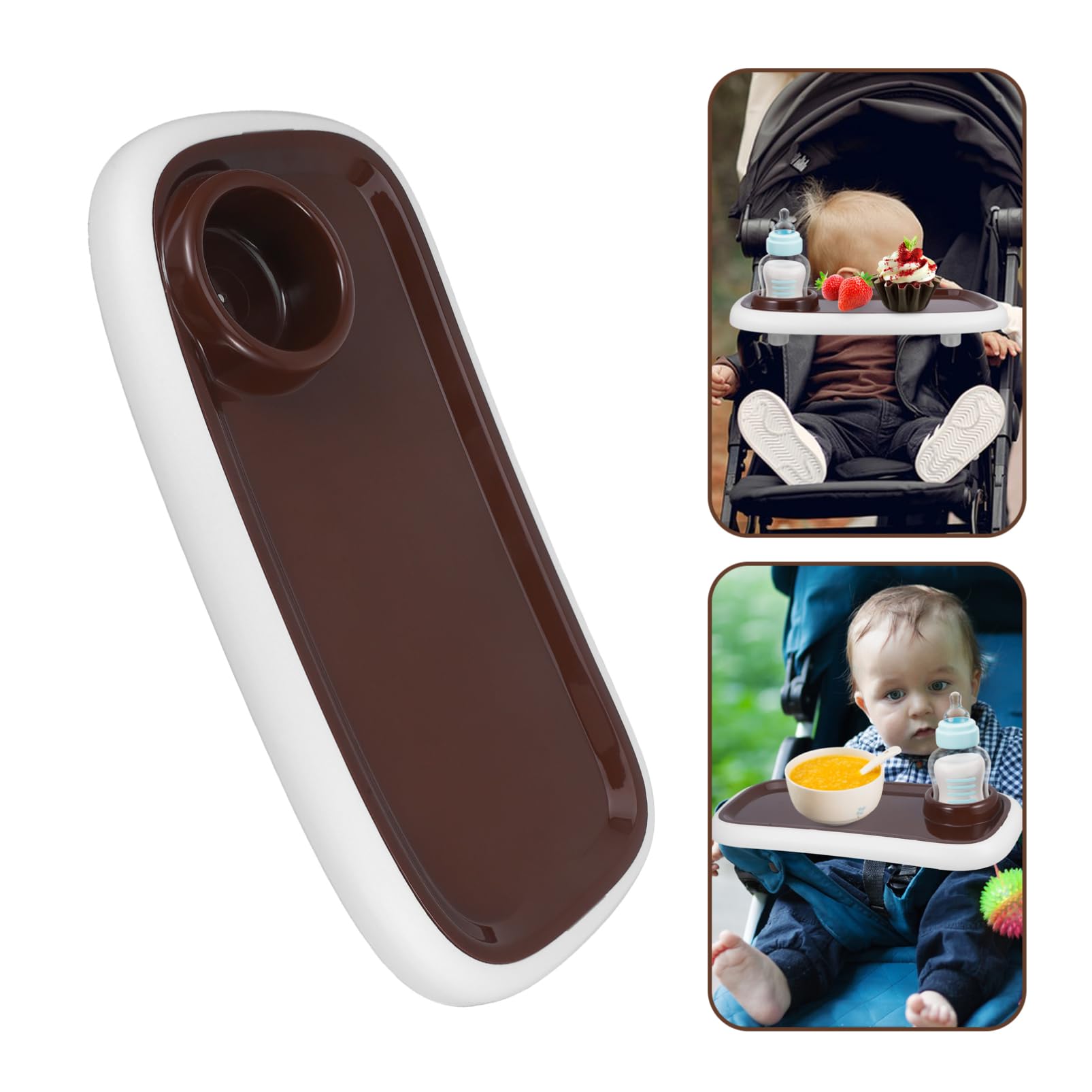 ANDRESLAD Stroller Tray with Cup Holder - ABS Snack & Food Tray for Baby Strollers - Perfect for Coffee, Snacks, and On-the-Go Meals