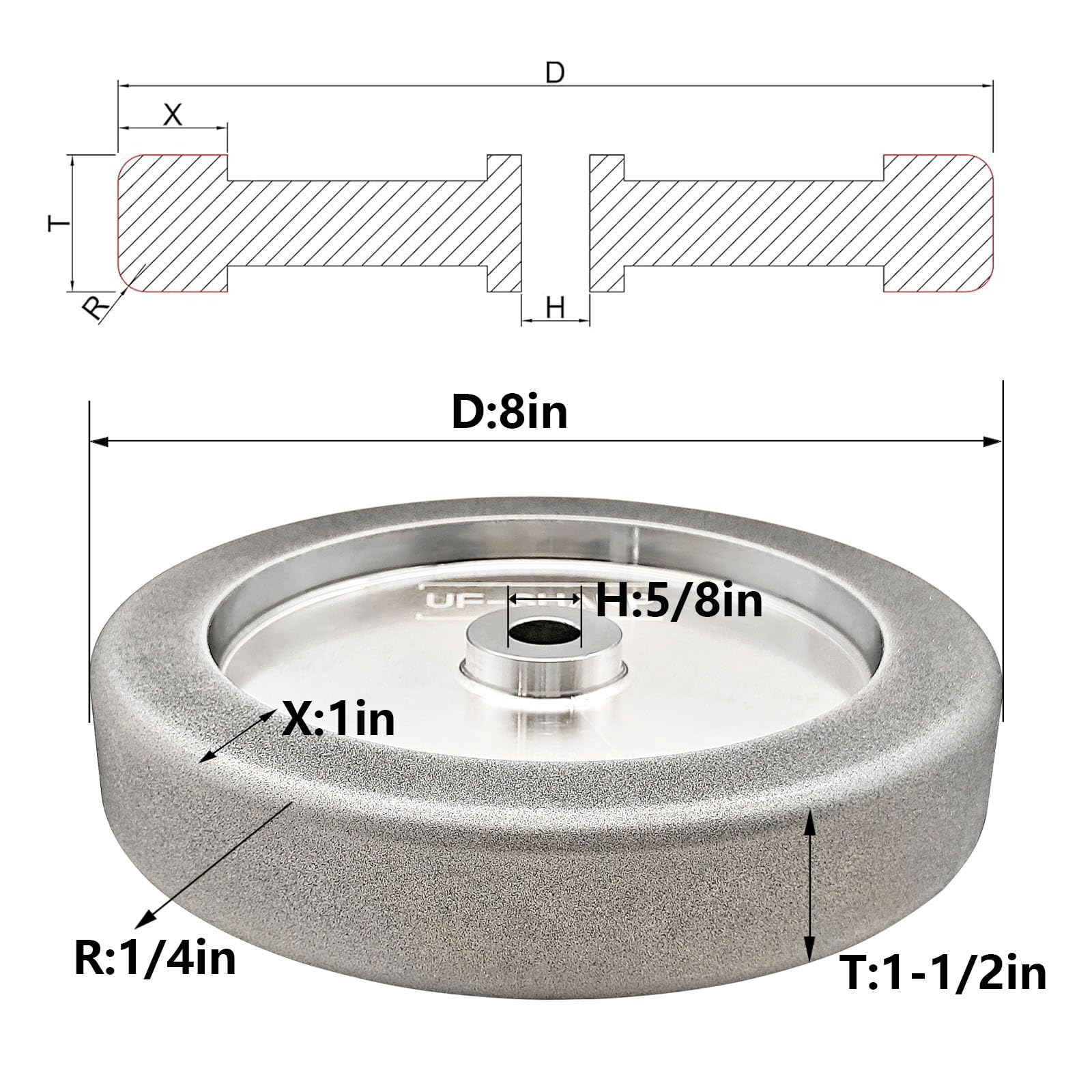 4 in 1 Plus CBN Grinding Wheel 8 Inch - 1.5