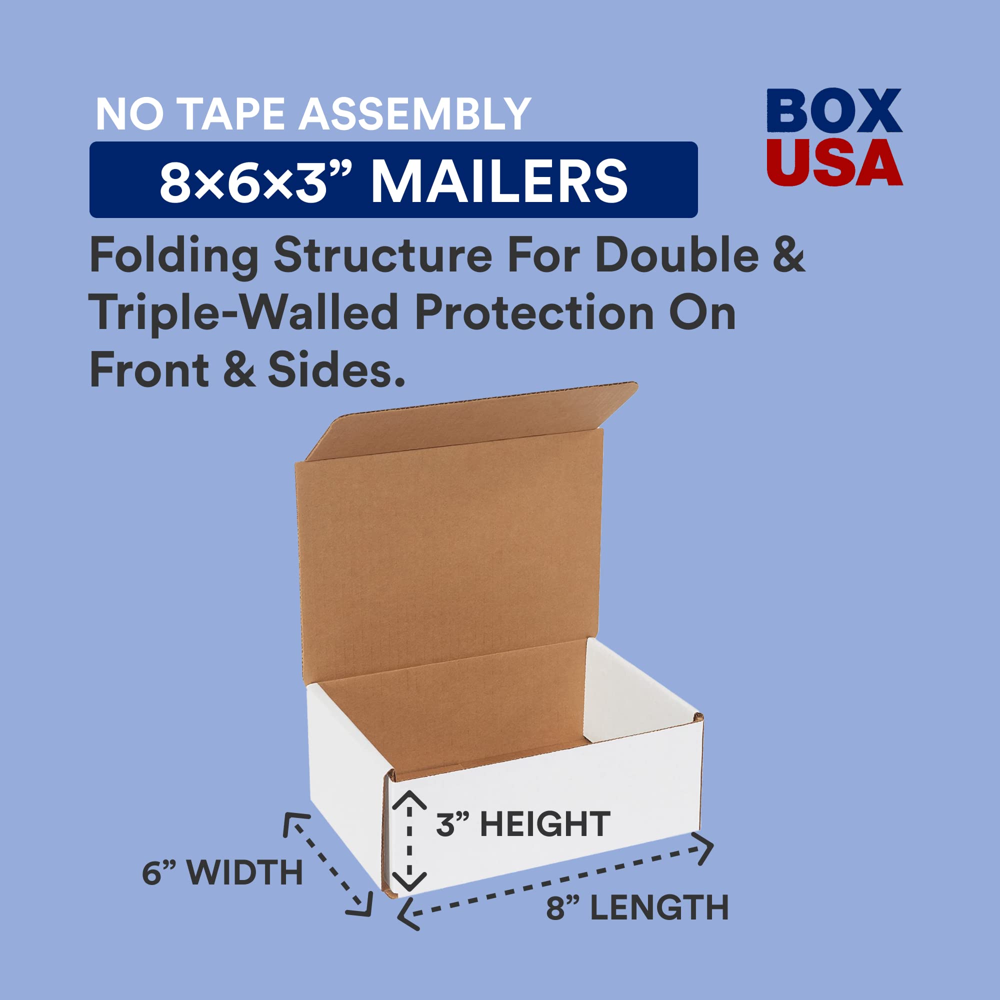 BOX USA 8x6x3 Inches Small Corrugated Cardboard Shipping Boxes - 100 Pack for Packing, Moving & Storage | Perfect for Ecommerce, Home Organization & Office Supplies