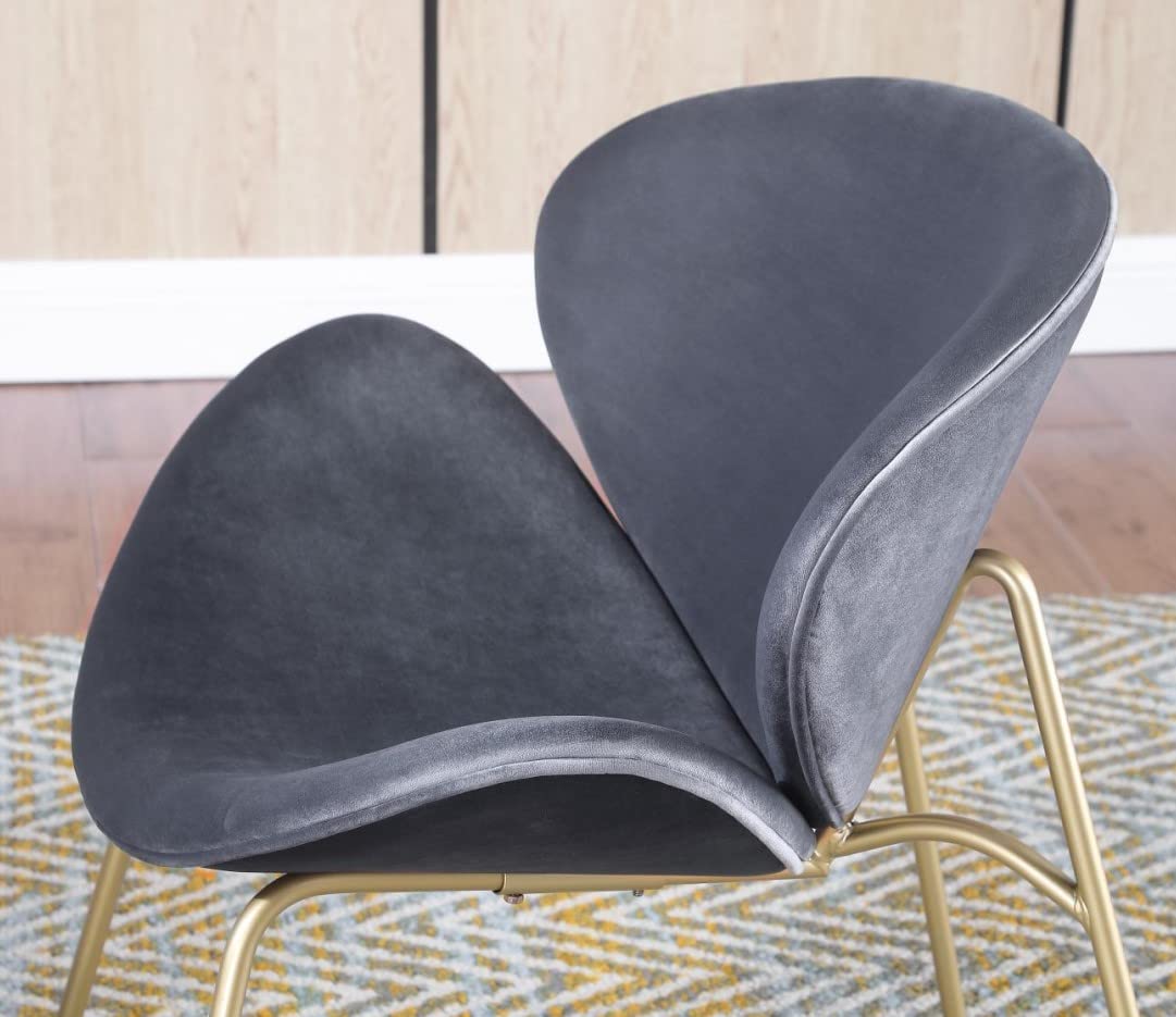 Velvet Dining Chairs Set of 2 - Modern Side Chairs with Golden Legs & Curved Back, Comfy Vanity & Reading Chairs for Bedroom, Living Room, Kitchen | Perfect for Dinner Parties, Home Office & Relaxing