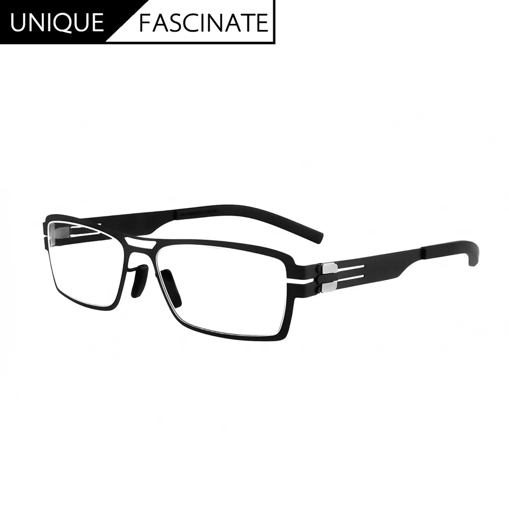 Aimee Unisex Full Rim Square Screwless Stainless Steel Eyeglasses Frame 1173 - Lightweight Durable Glasses for Men & Women, Perfect for Reading, Working & Daily Wear