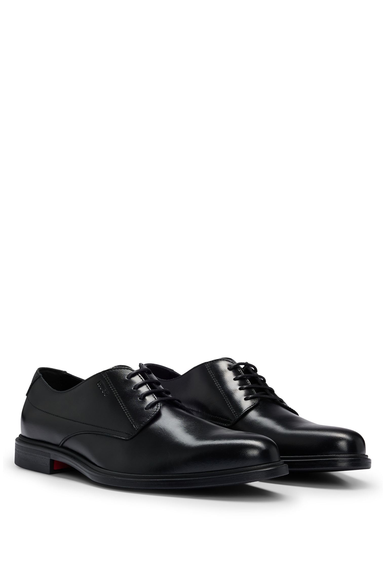 HUGO Men's Kerr Derby Shoes - Genuine Nappa Leather with Embossed Logo - Classic Formal & Casual Dress Shoes for Business, Office & Special Occasions