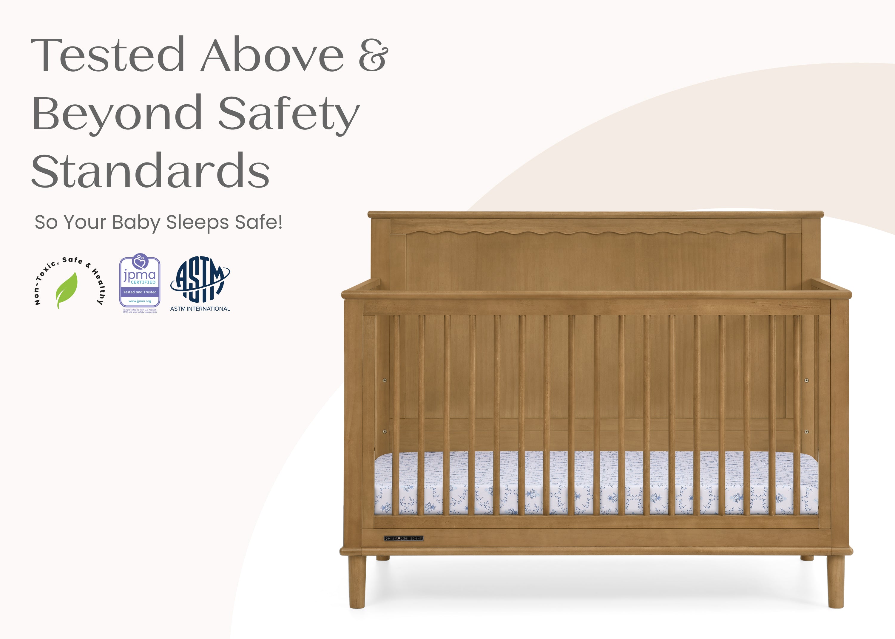 Penelope 6-in-1 Convertible Baby Crib - Toddler Bed with Mattress | Nursery Furniture for Boys & Girls | Perfect for Small Spaces & Growing Families